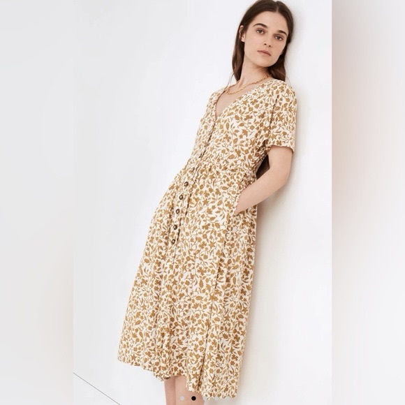 Madewell Button-Front Midi Dress in Batik Vine Size XS - Picture 4 of 7